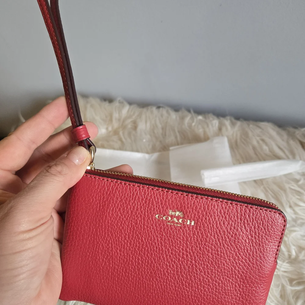 Coach Blush Pink Leather Wristlet Pouch